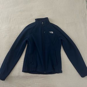 NORTH FACE soft shell jacket, size small, color navy